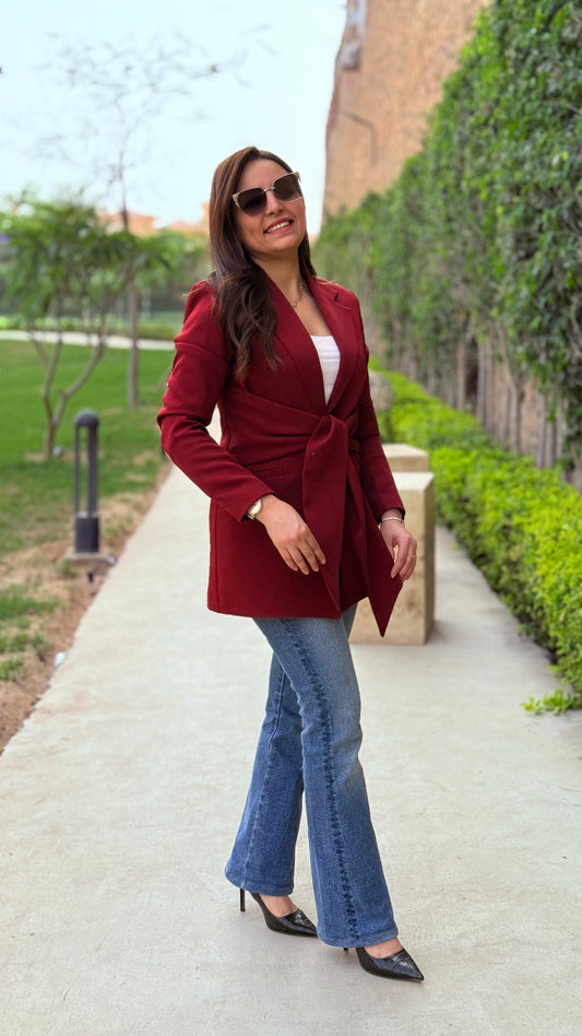 Burgundy Ribbon Blazer