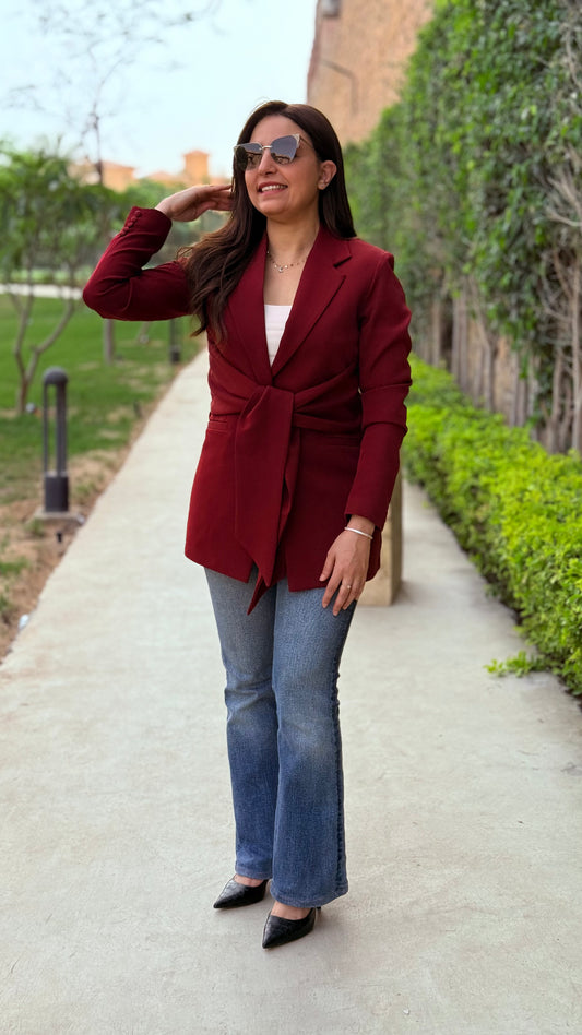 Burgundy Ribbon Blazer