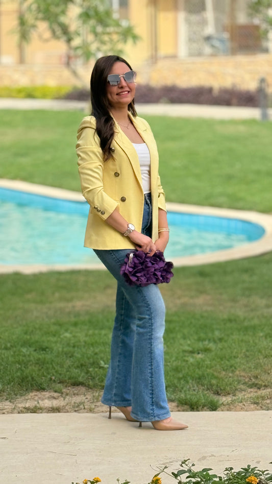 Yellow Double Breasted Blazer