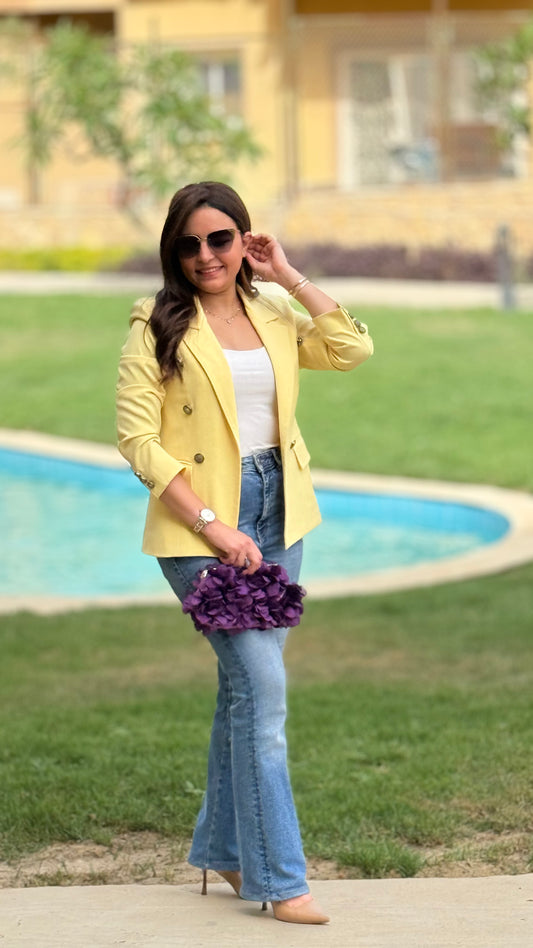 Yellow Double Breasted Blazer