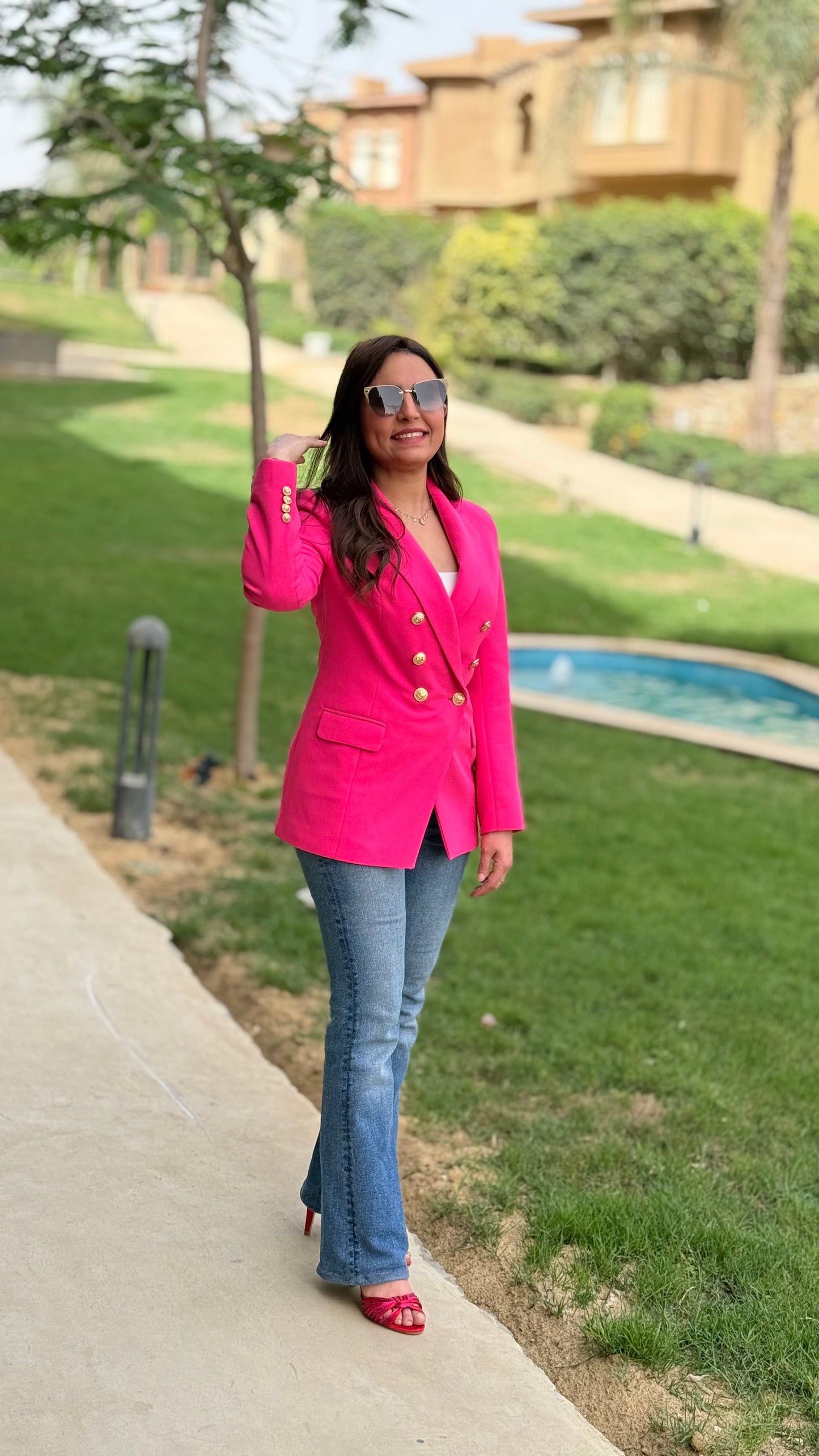 Hot Pink Double Breasted Blazer