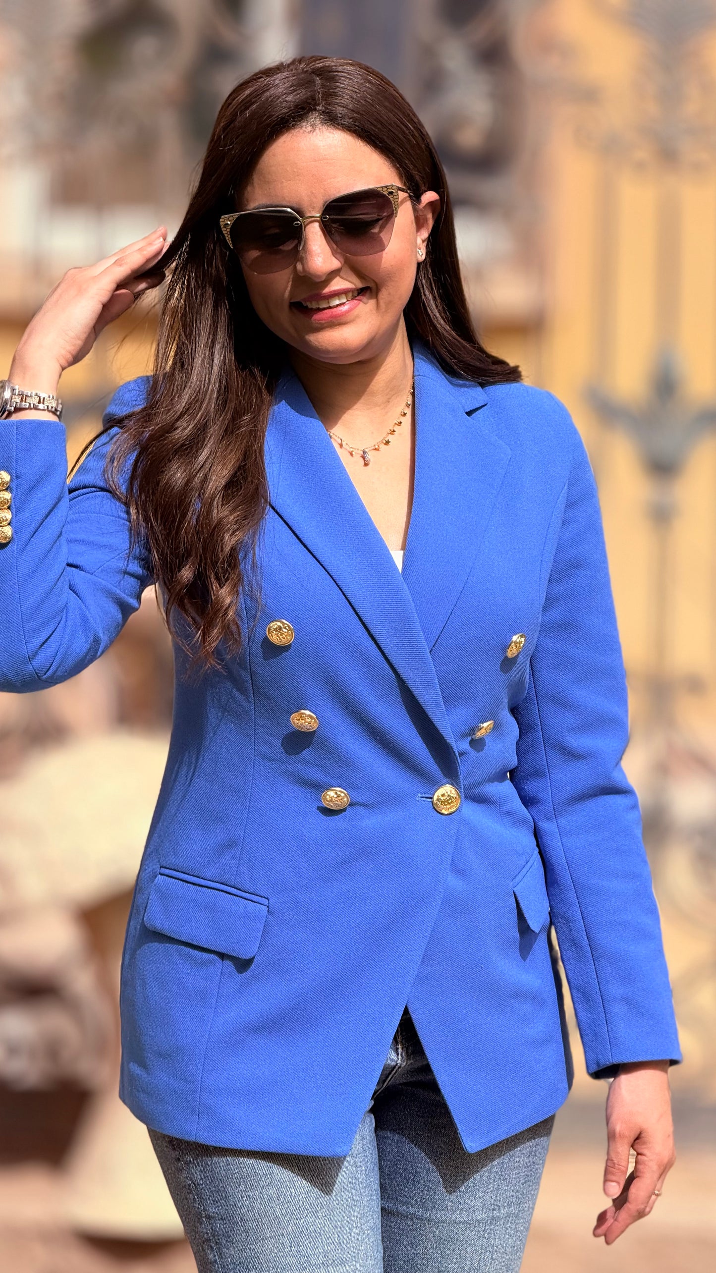 Nile Blue Double Breasted Blazer