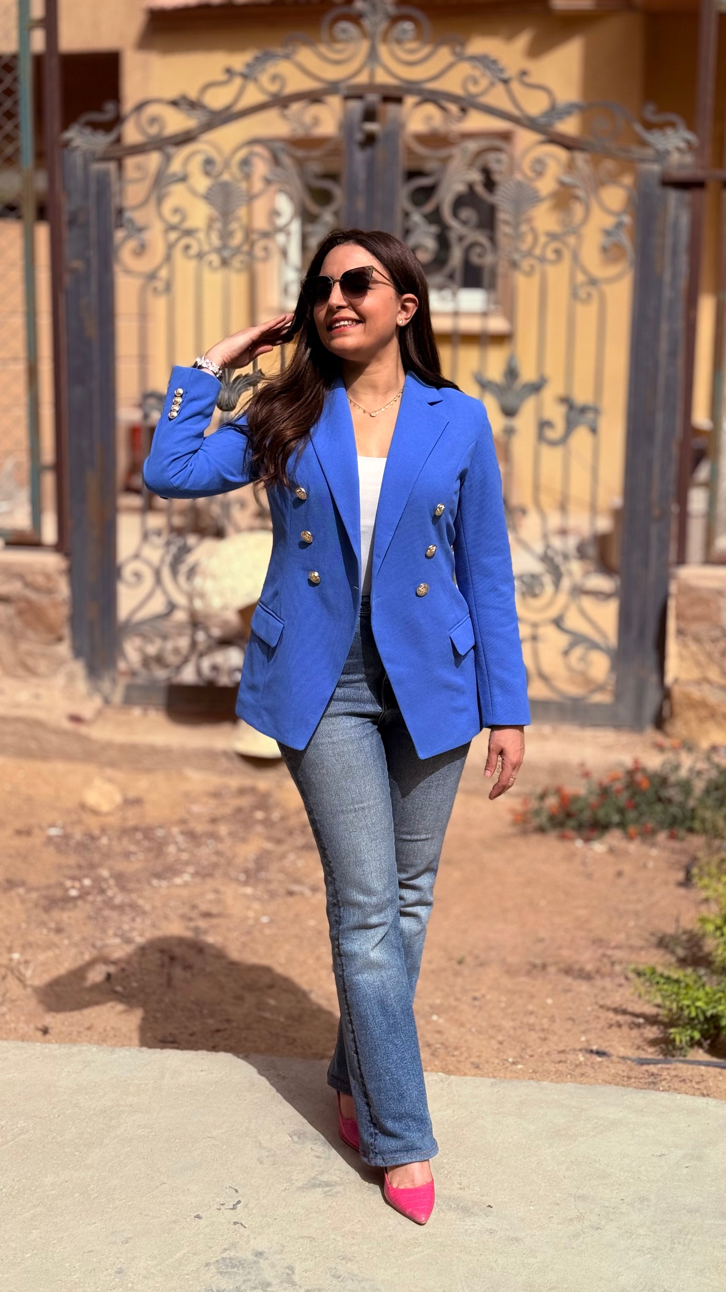 Nile Blue Double Breasted Blazer