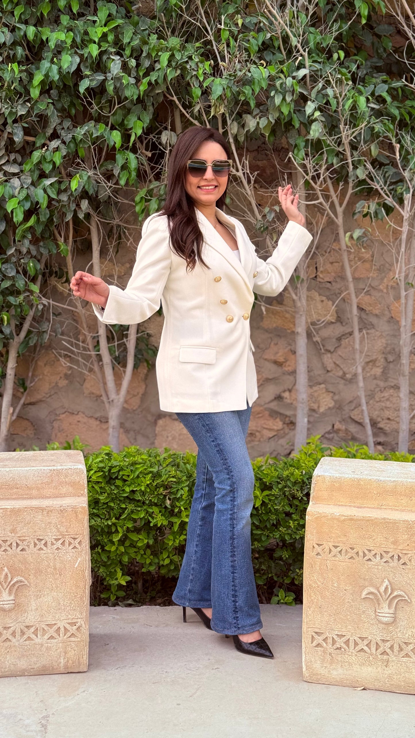 White Double Breasted Blazer