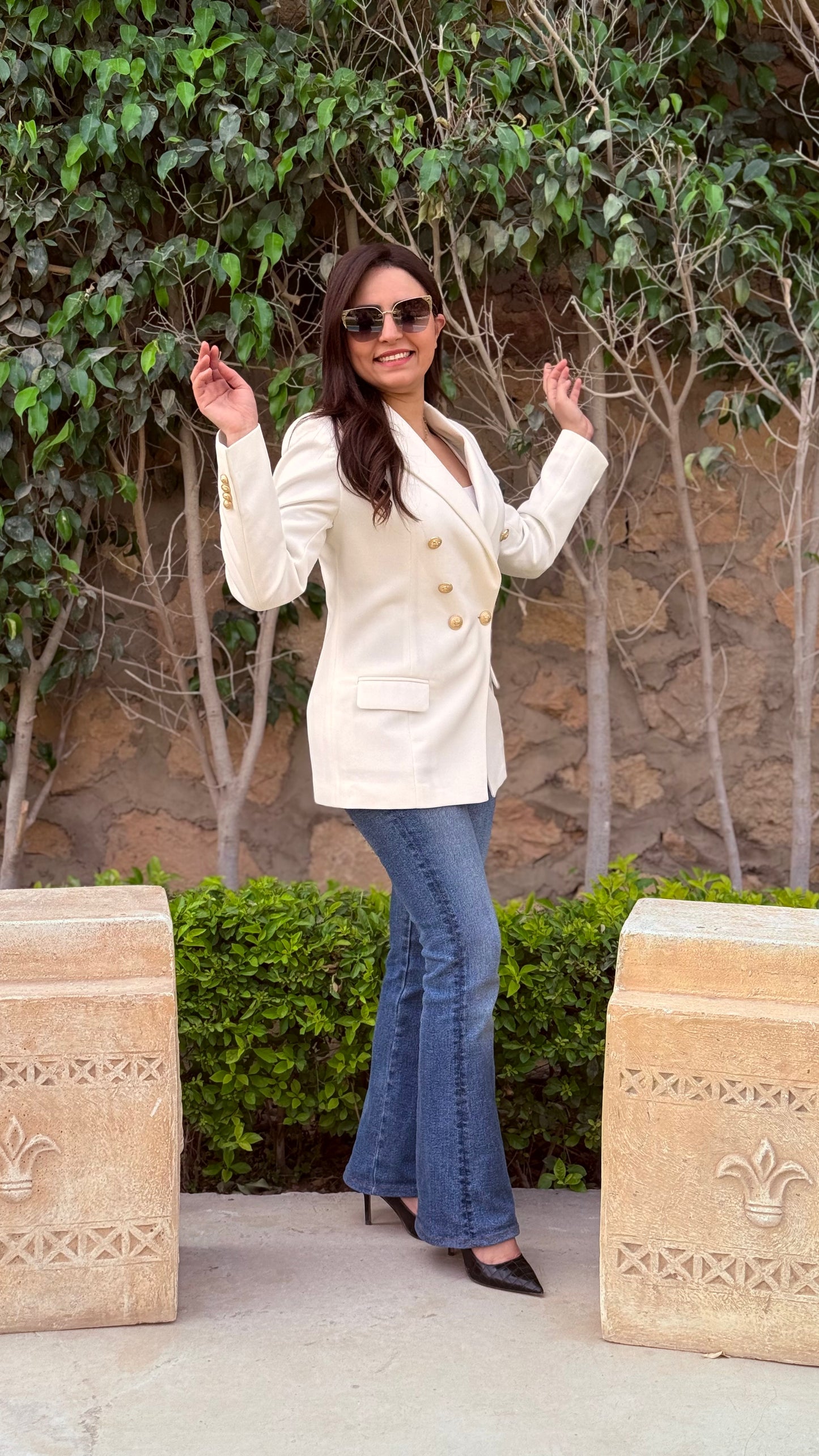 White Double Breasted Blazer