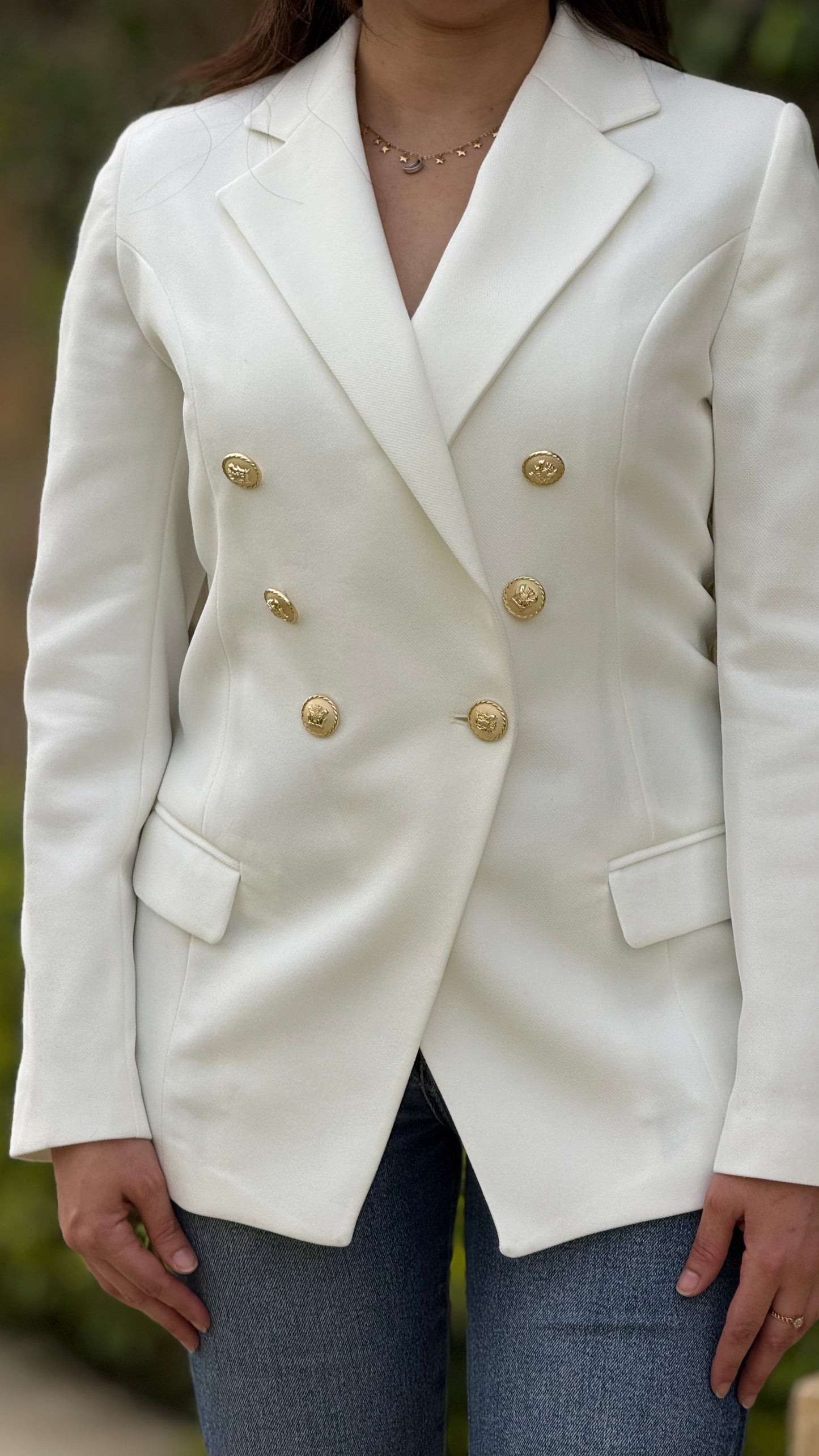 White Double Breasted Blazer