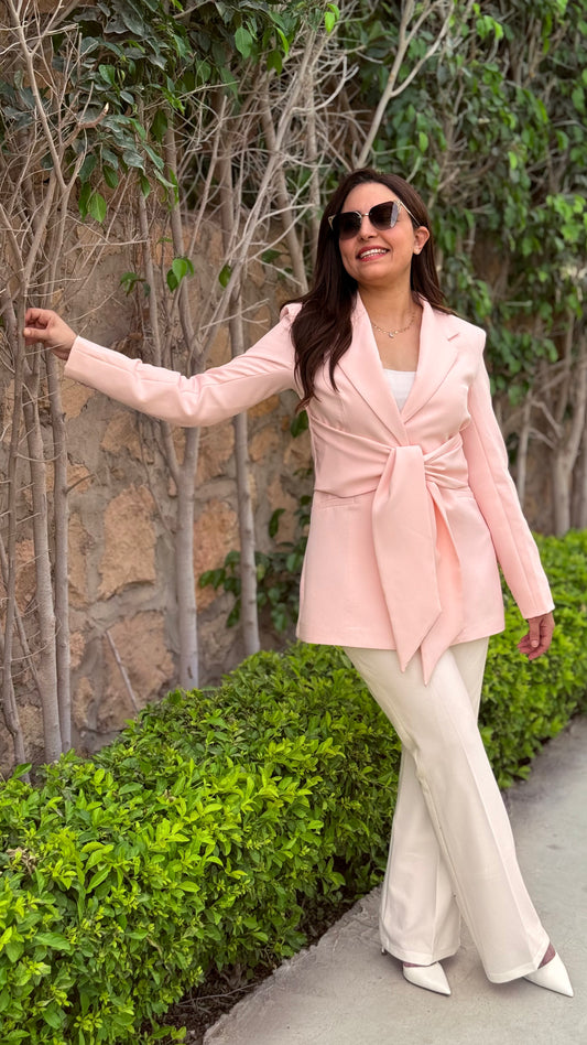 Powder pink ribbon blazer