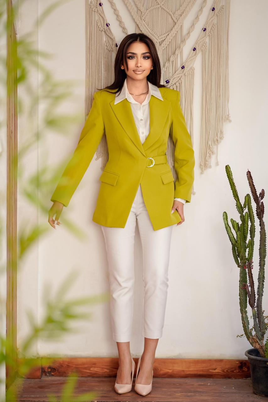 Light Green blazer With Belt
