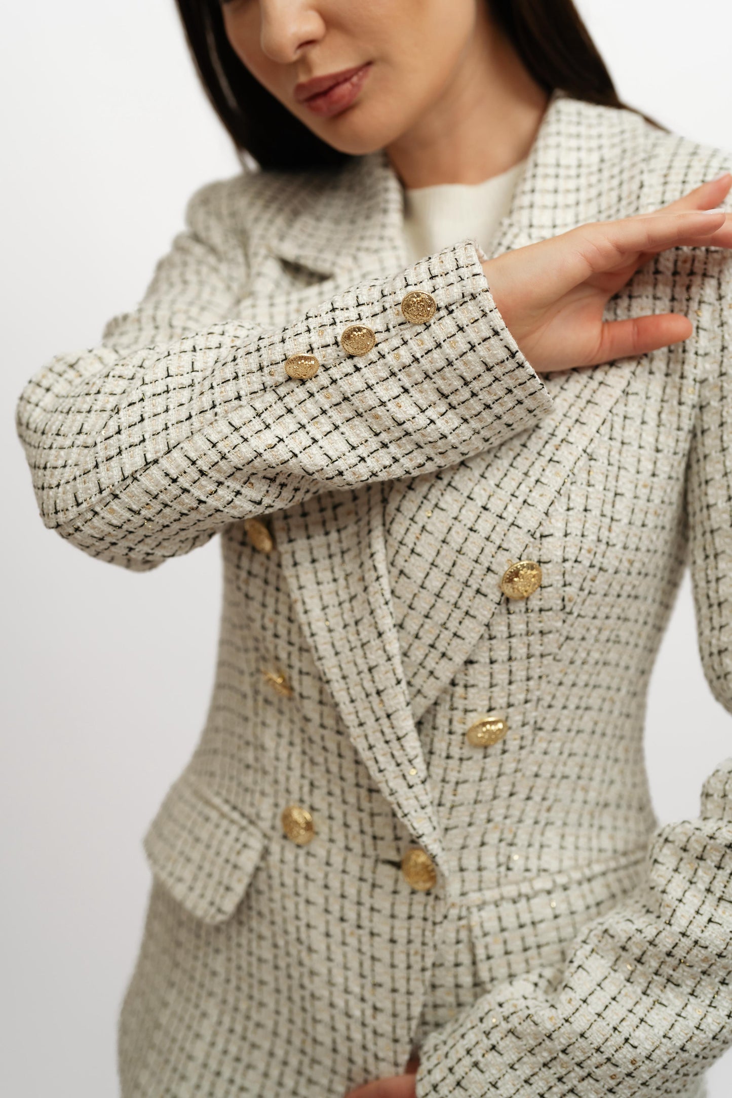 Textured WhiteXBlack Blazer