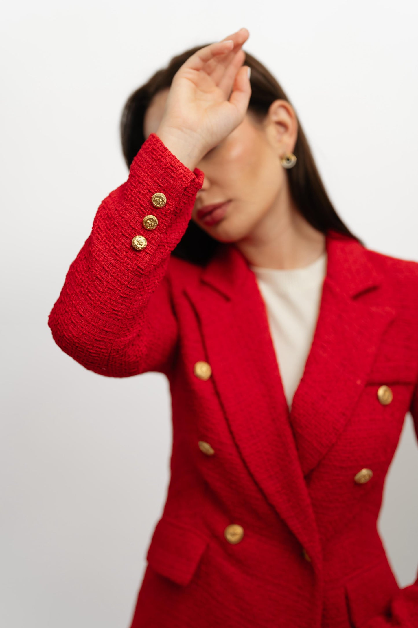 Textured Red Blazer