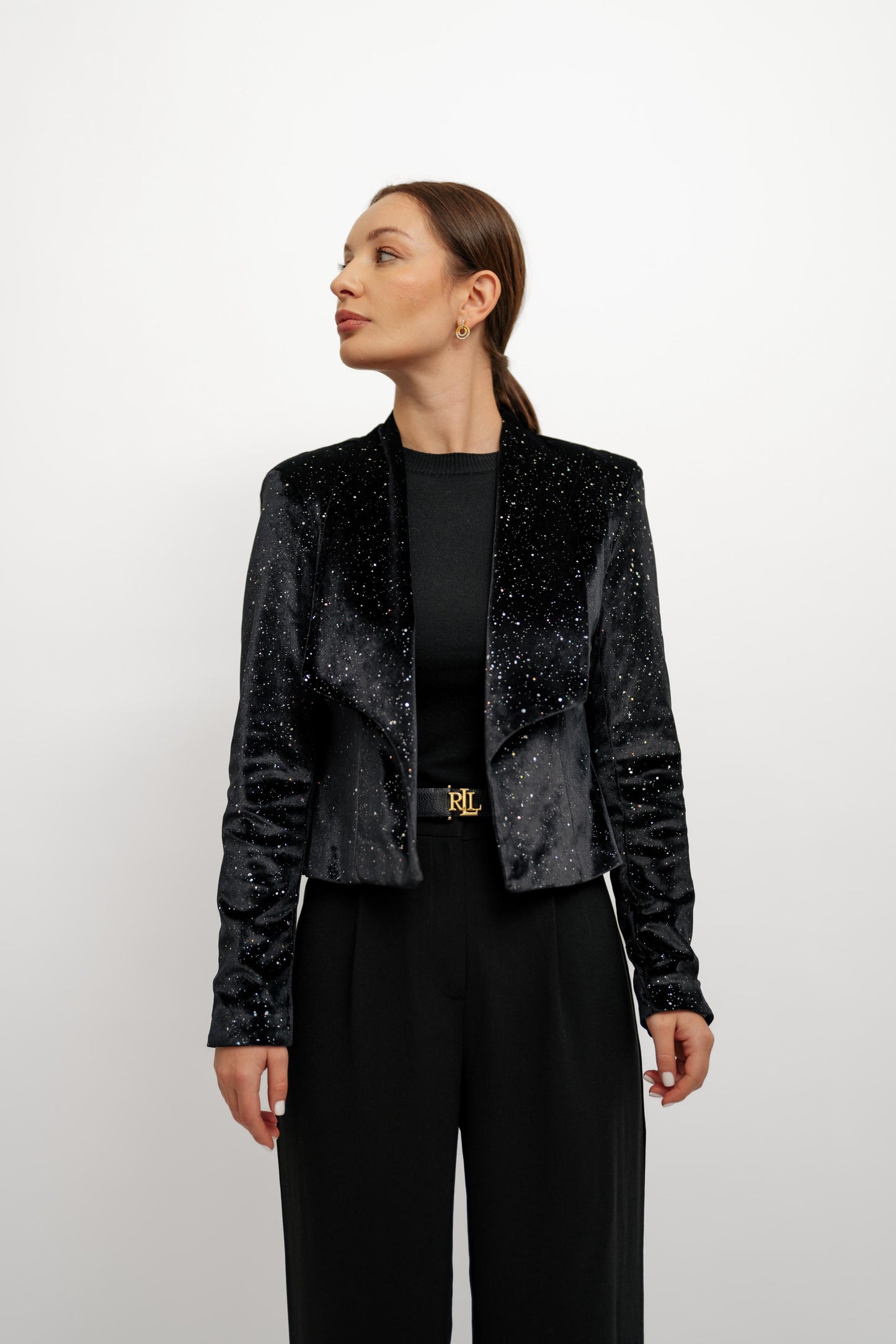 Navy Blue Glitter Blazer