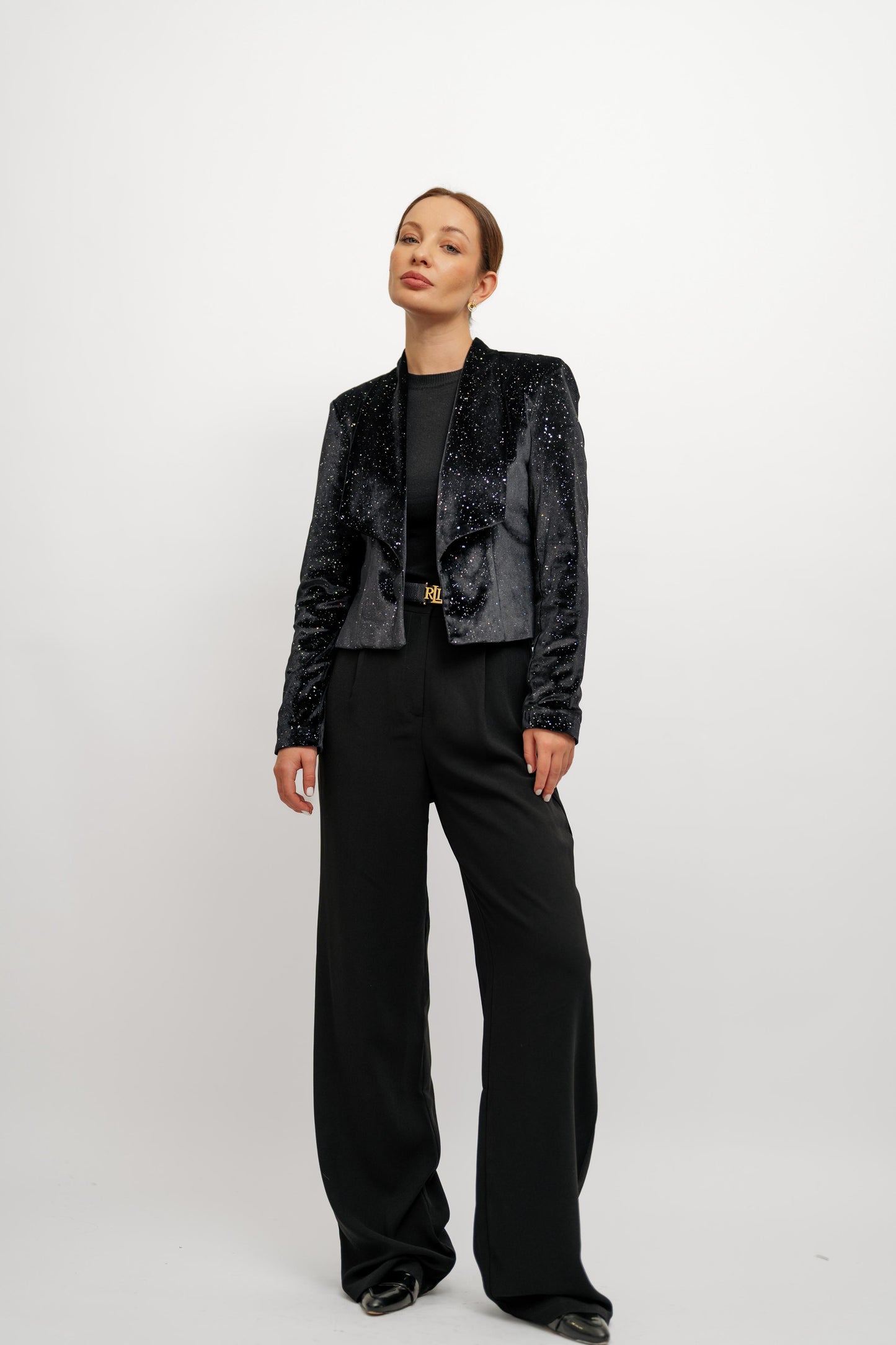 Navy Blue Glitter Blazer