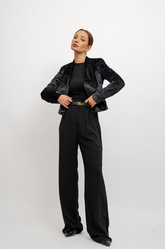 Navy Blue Glitter Blazer