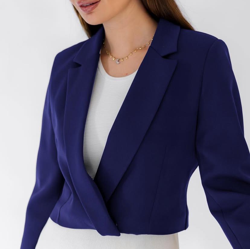 Navy Blue Cropped Blazer