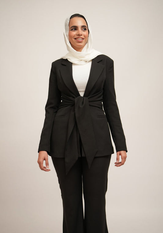Black suit With Front Ribbon
