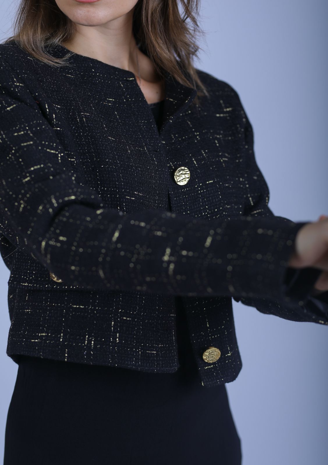 Textured BlackXGold Blazer
