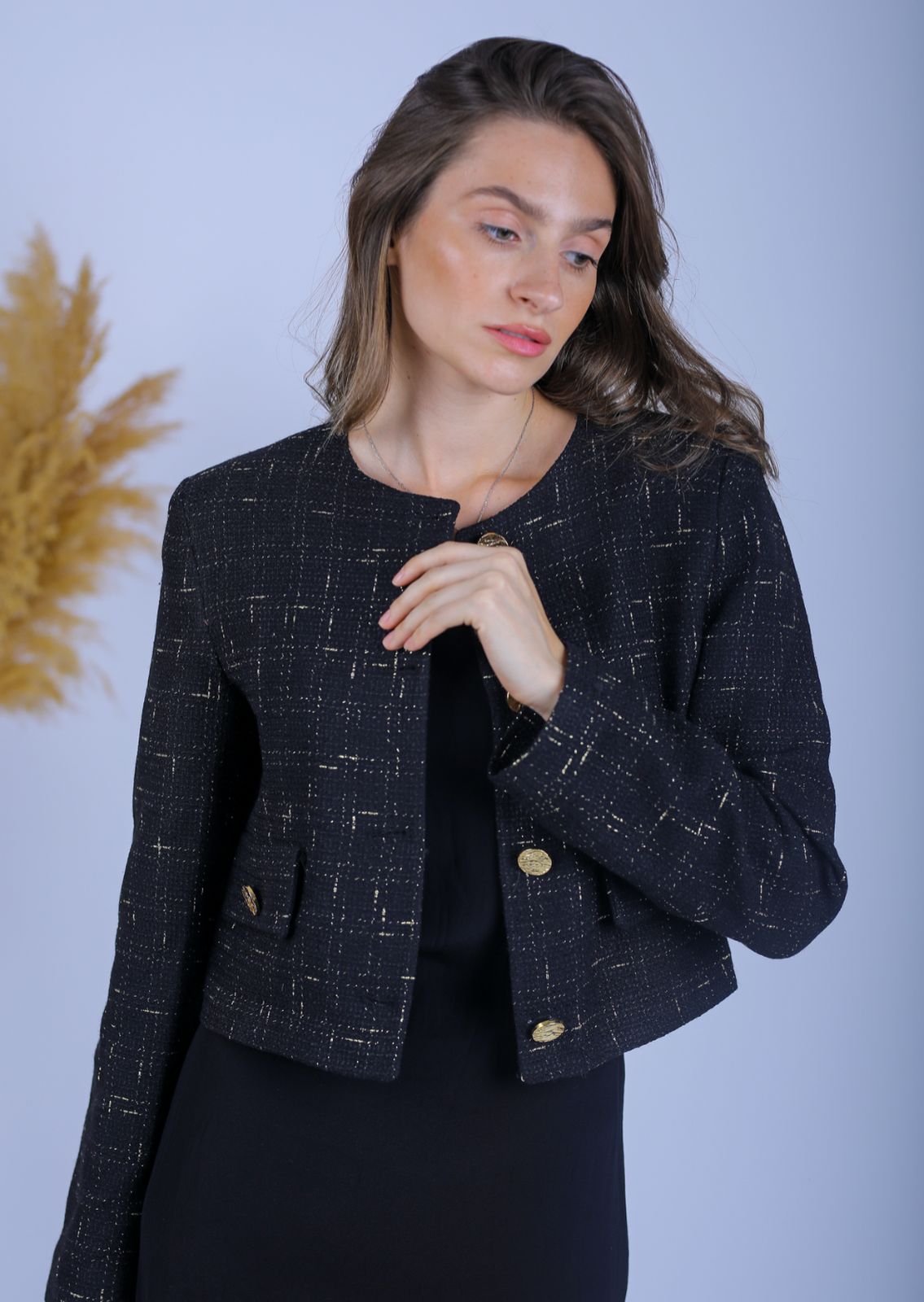 Textured BlackXGold Blazer