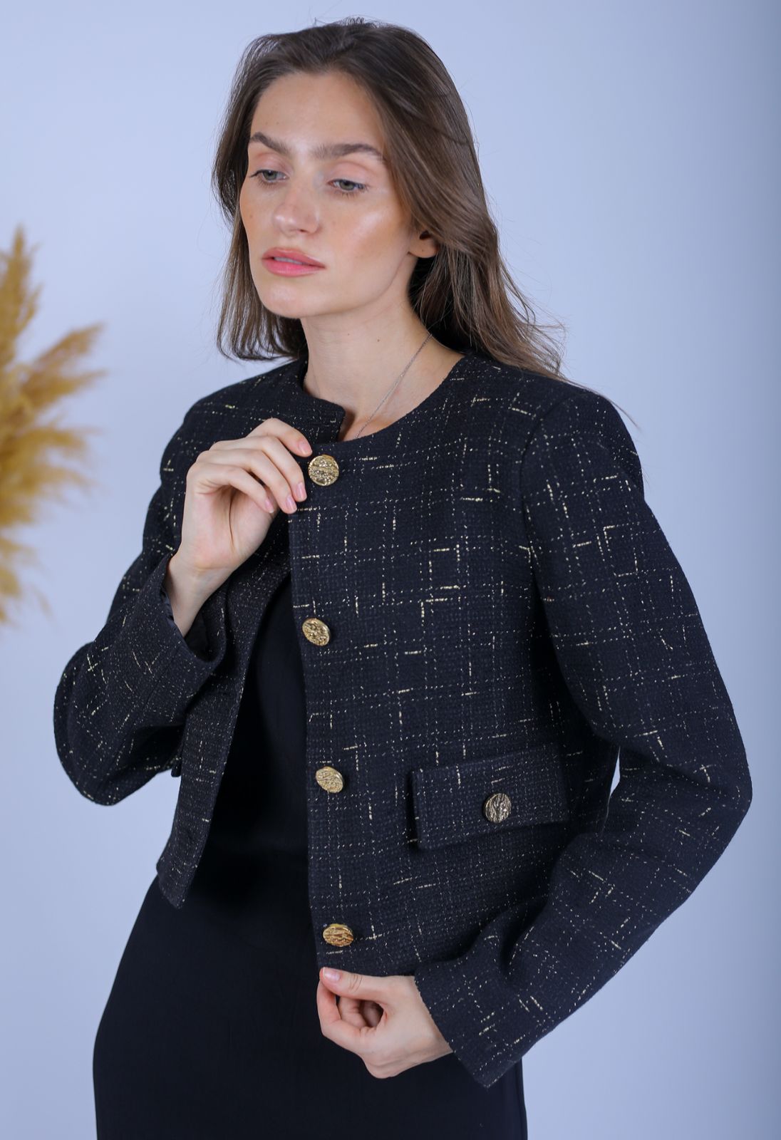 Textured BlackXGold Blazer