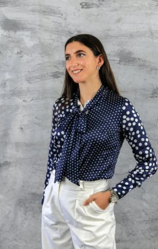 Navy*White Dotted Blouse