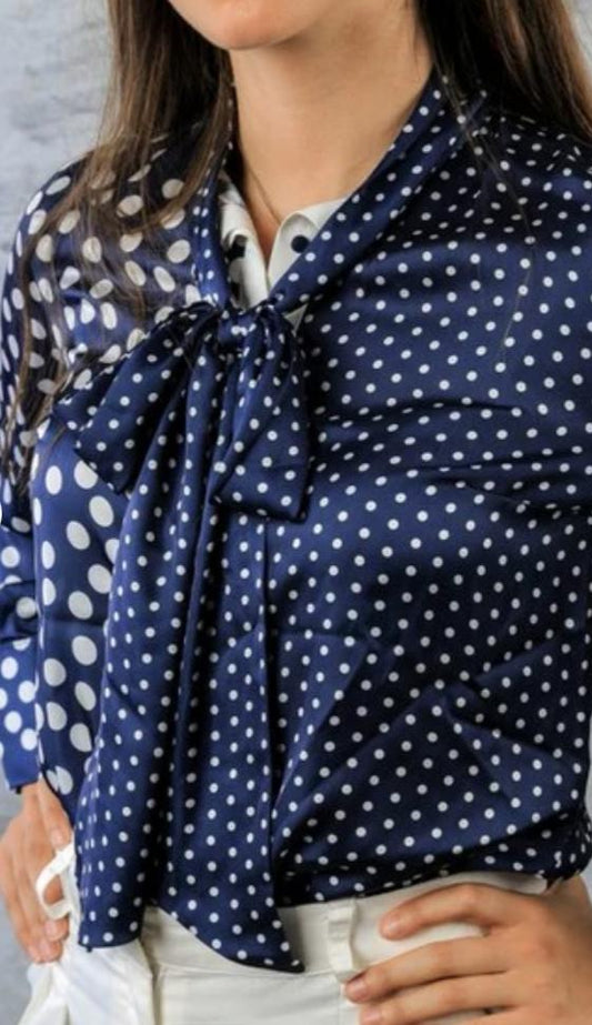 Navy*White Dotted Blouse