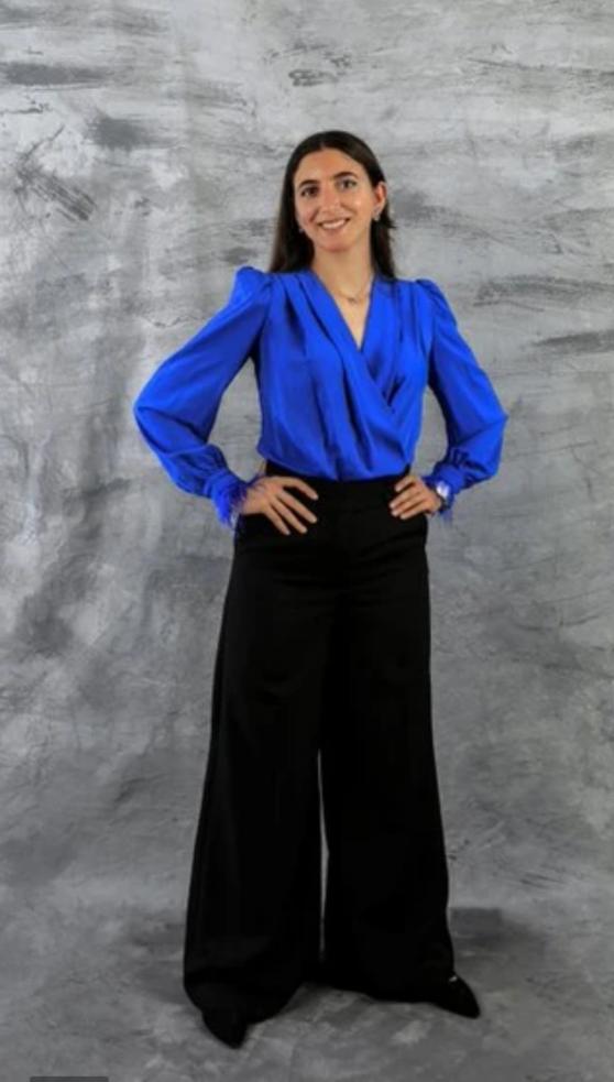 Royal Blue Feather Blouse