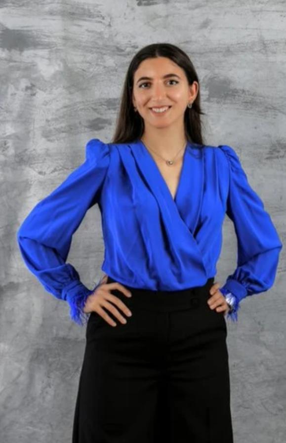 Royal Blue Feather Blouse