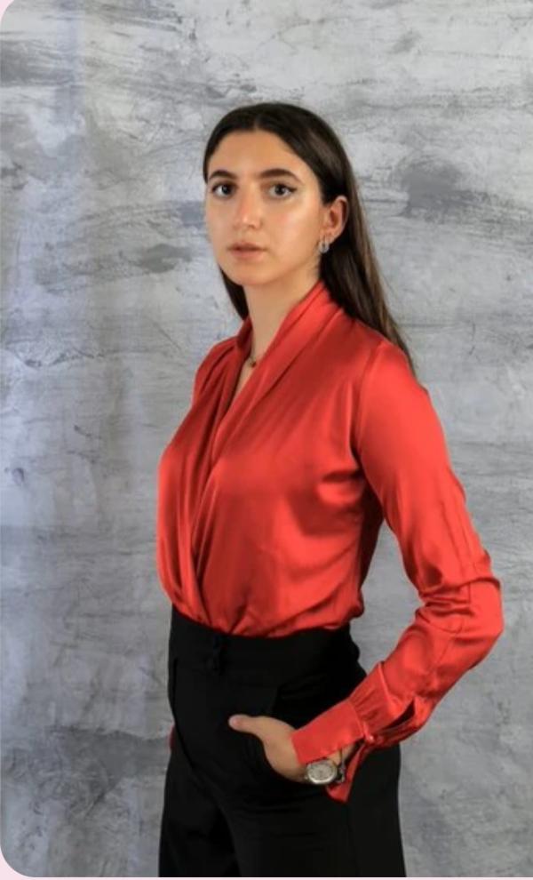 Red Drape Blouse