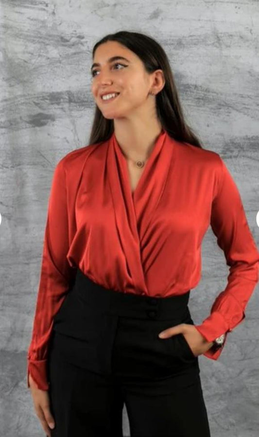 Red Drape Blouse