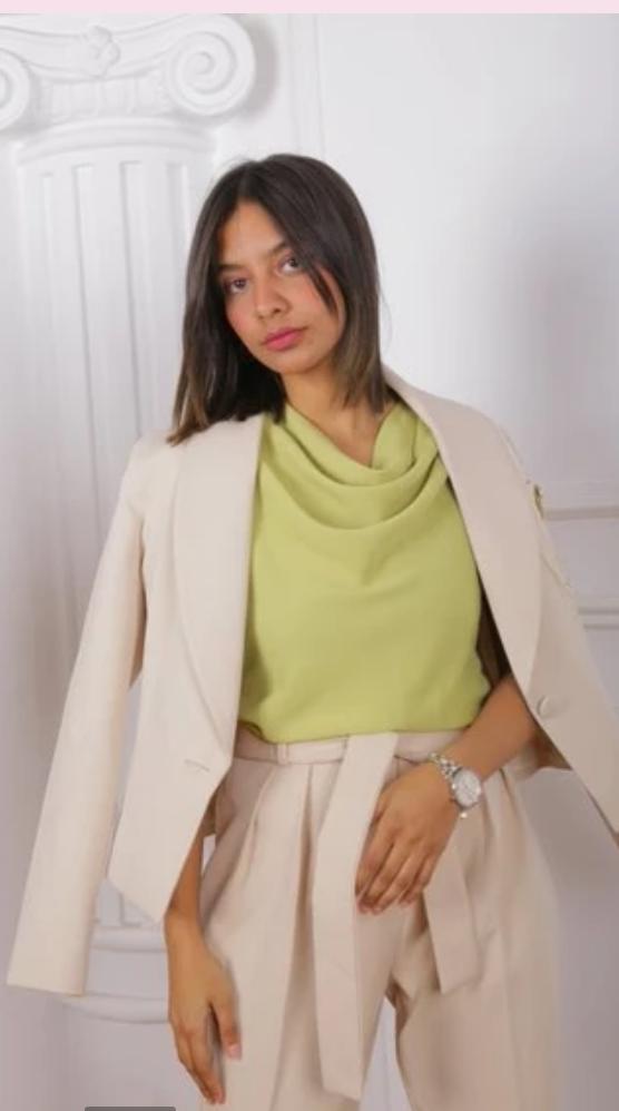 Pear Green Cut Chiffon Blouse