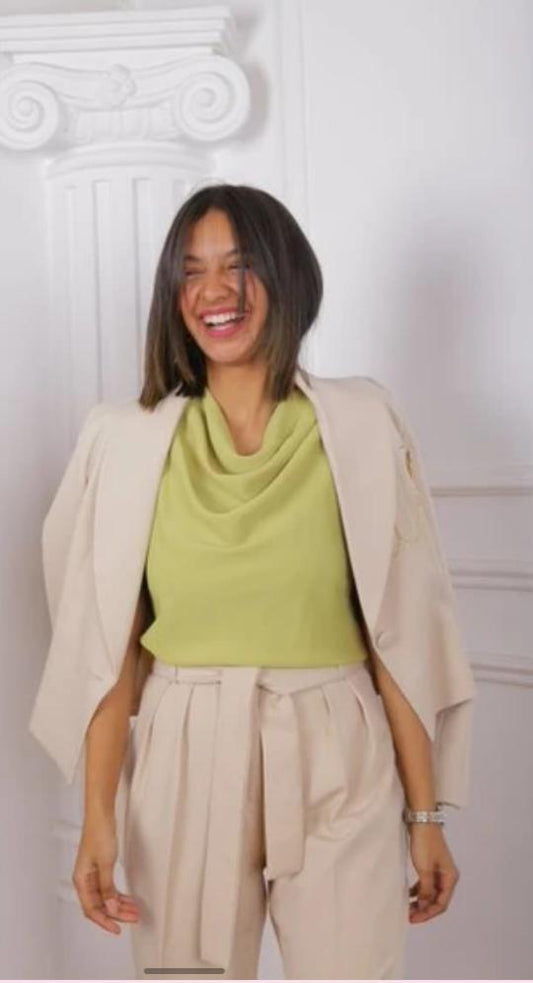 Pear Green Cut Chiffon Blouse