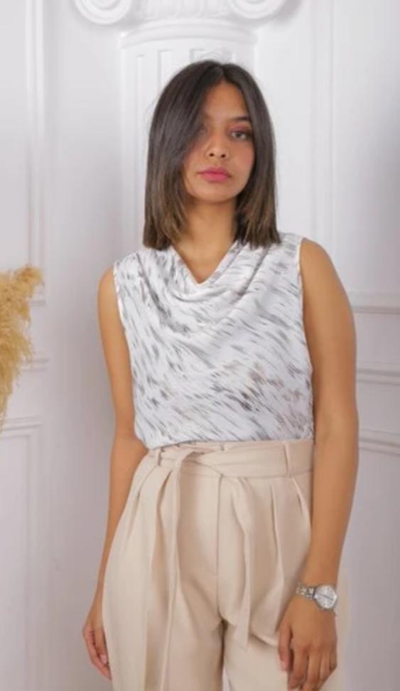 White Cut Chiffon Blouse