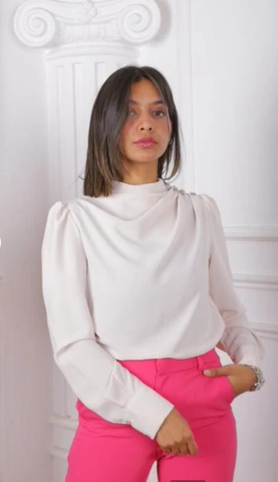 White Drape Blouse