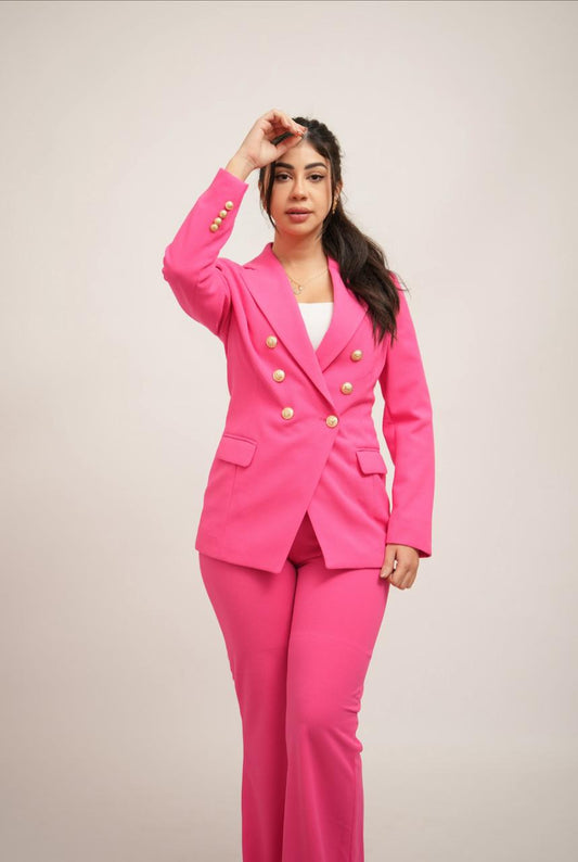 Hot Pink Double Breasted Blazer