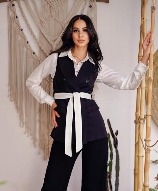 Belted waistcoat black