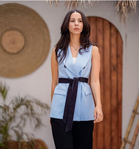 Belted waistcoat babyblue