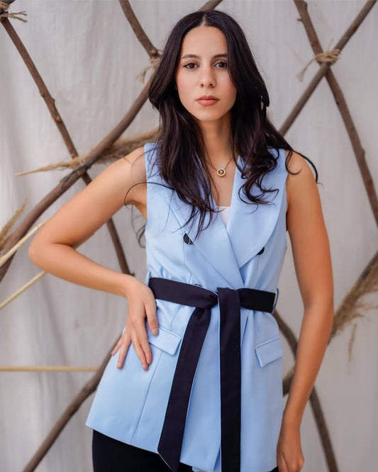 Belted waistcoat babyblue