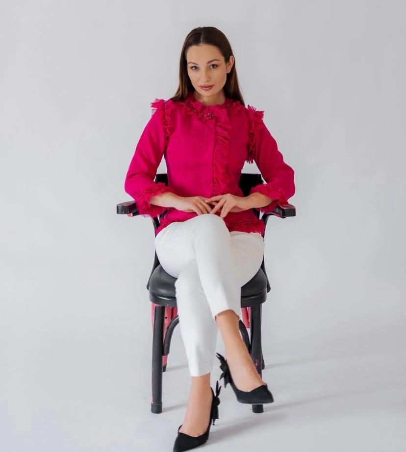 Wool Hot pink Blazer With Pearls