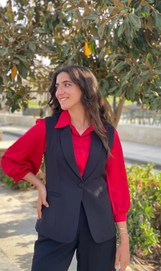 Black waistcoat with one button