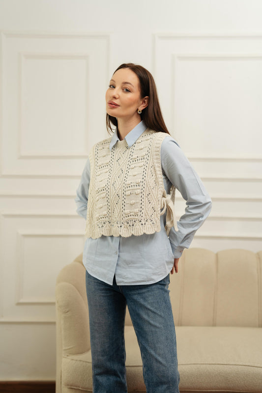 Beige Crochet Waistcoat