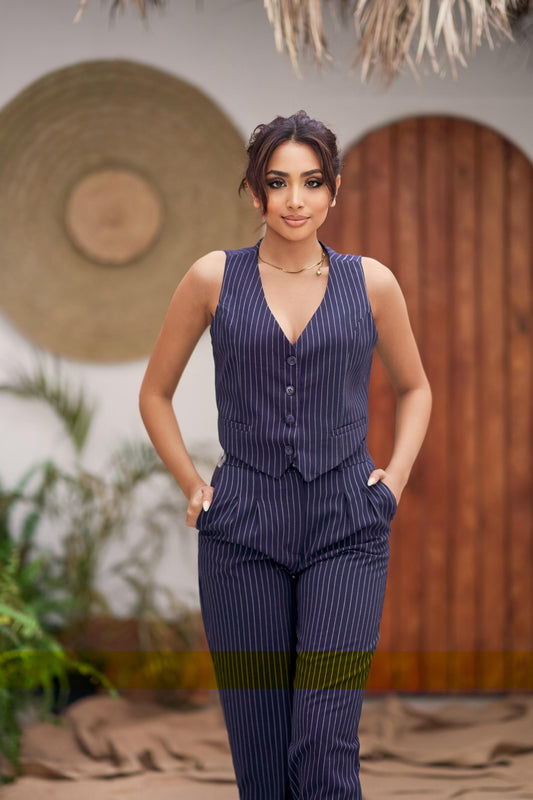 Navy Blue Stripped Pants