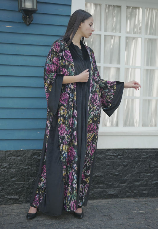 Flowery Velvet Abaya