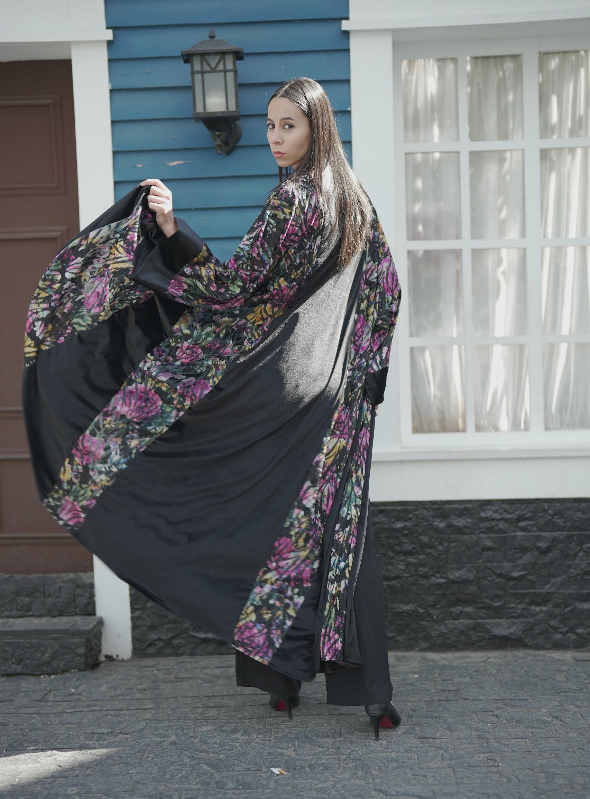 Flowery Velvet Abaya