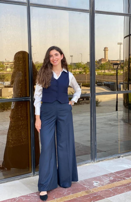 Oversized wide leg navy pant