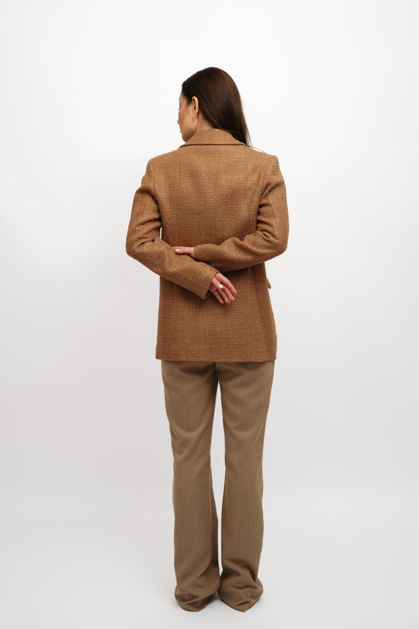Textured caramel blazer