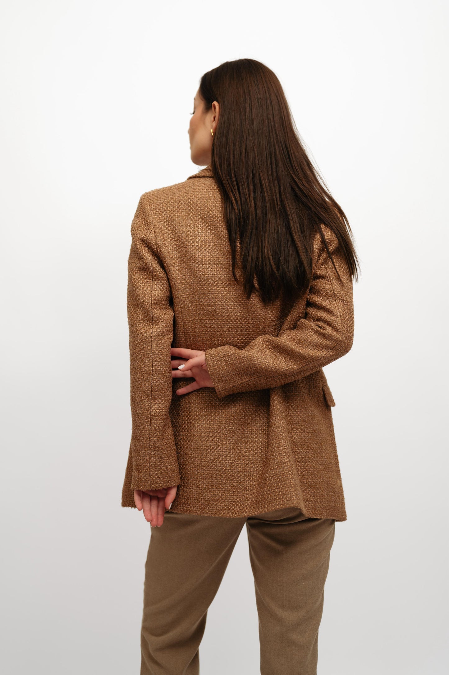 Textured caramel blazer