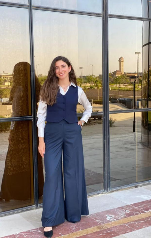 Cropped navy waistcoat