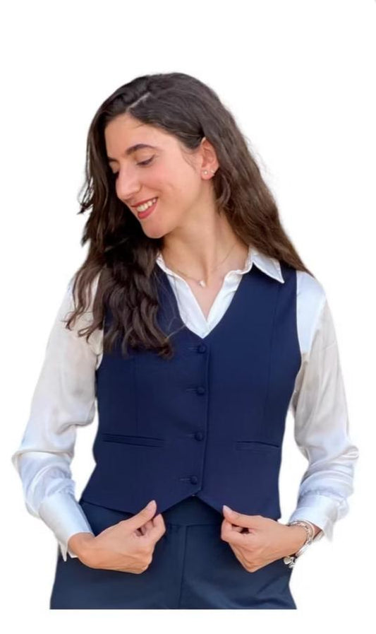Cropped navy waistcoat