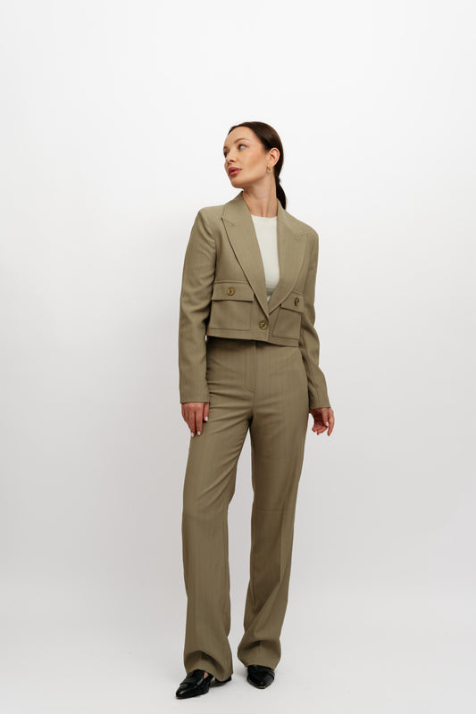 Olive Stripped Suit