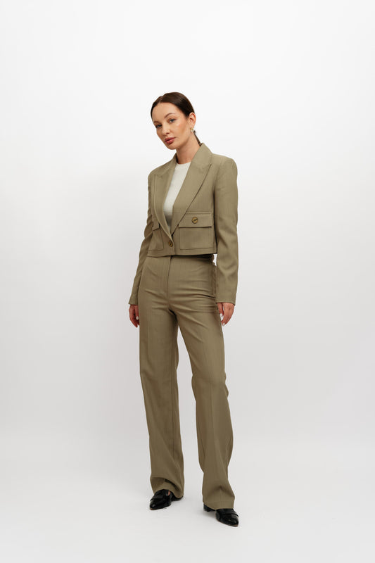 Olive Stripped Suit