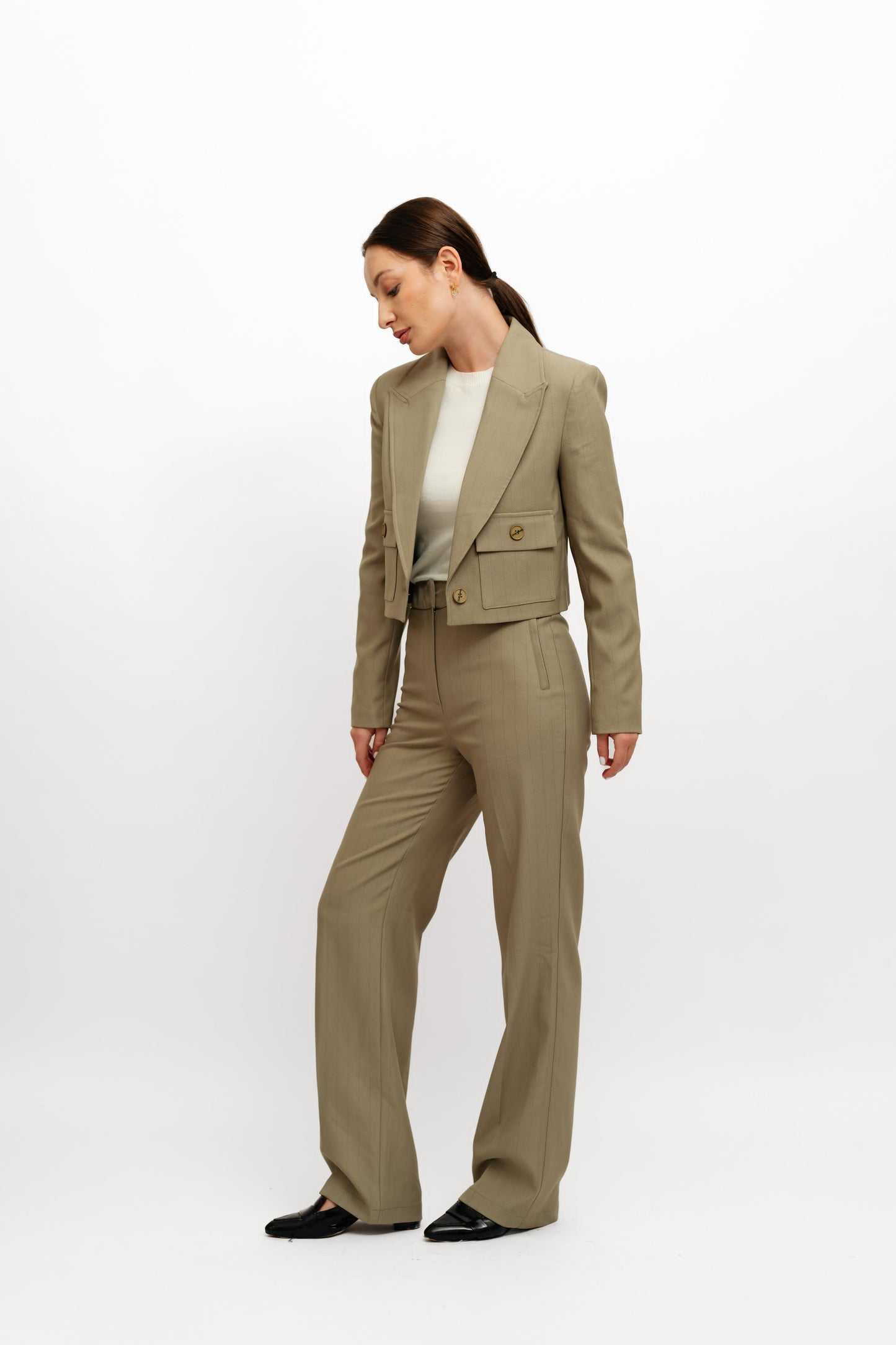 Olive Stripped Suit